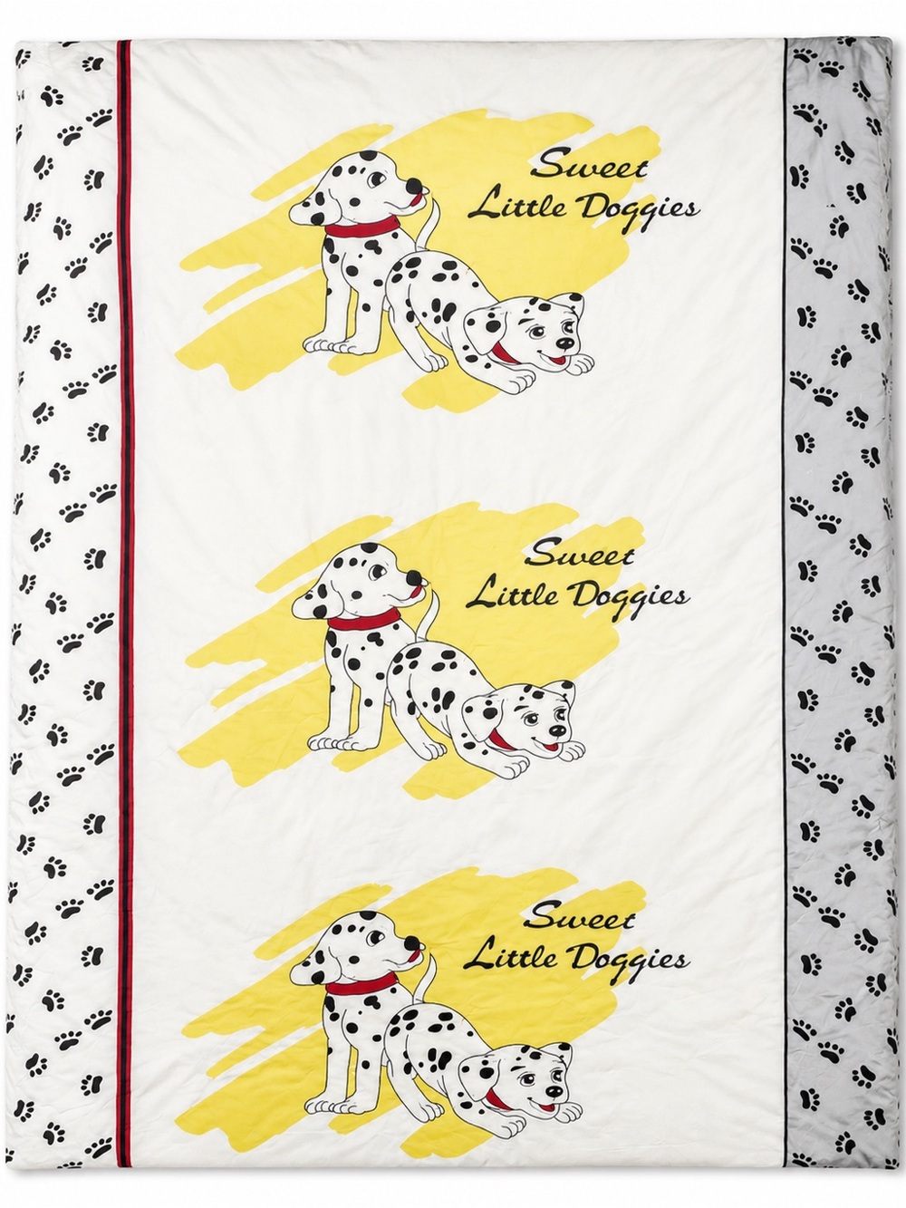 Vintage Sweet Little Doggies Dalmatian Comforter Quilt Blanket Paw Print Single